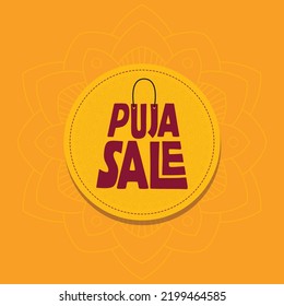 Oferta especial de Durga Puja, venta o promoción banner de ilustración vectorial con bellas letras y diseño de mandala circular.