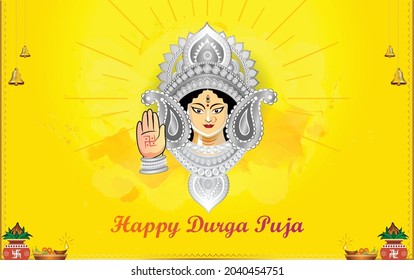 Durga puja worship festival concept of Indian svg