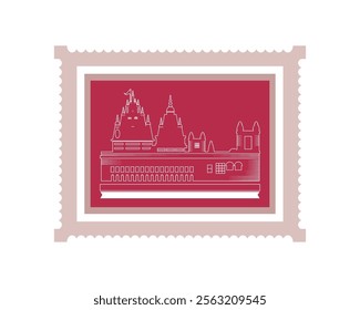 durga temple postage stamp isolated vector