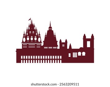 durga temple silhouette icon isolated vector