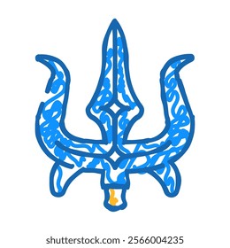 durga trident trishul doodle icon sketch vector. durga trident trishul sign. isolated symbol illustration