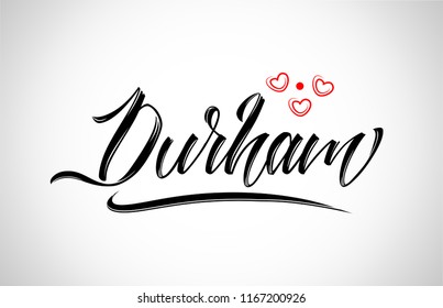durham city text design with red heart typographic icon design suitable for touristic promotion