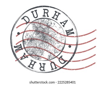 Durham, NC, USA Stamp Map Postal. Silhouette Seal Roads and Streets. Passport Round Design. Vector Icon. Design Retro Travel National Symbol.