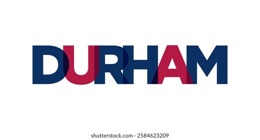 Durham, North Carolina, USA typography slogan design. America logo with graphic city lettering for print and web.