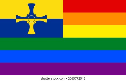 durham and rainbow flags. vector illustration proportion 3:5
