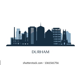 Durham skyline, monochrome silhouette. Vector illustration.