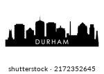 Durham skyline silhouette. Black Durham city design isolated on white background. 