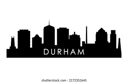 Durham skyline silhouette. Black Durham city design isolated on white background. 