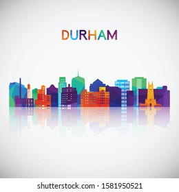 Durham skyline silhouette in colorful geometric style. Symbol for your design. Vector illustration.