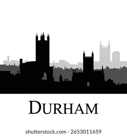 Silhueta do horizonte de Durham - Catedral histórica Cidade na Inglaterra Ilustração do vetor