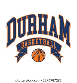 Durham typography design vector, usa state shirt design vector. Jersey design vector, T-shirt design for usa 