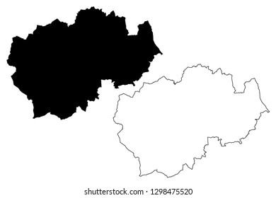 Durham (United Kingdom, England, Non-metropolitan county, shire county) map vector illustration, scribble sketch County Durham map