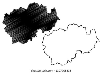 Durham (United Kingdom, England, Non-metropolitan county, shire county) map vector illustration, scribble sketch 