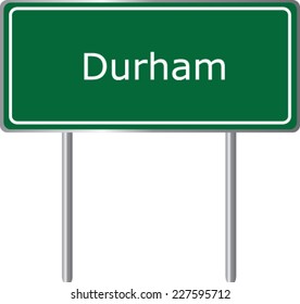 Durham , United Kingdom , road sign green vector illustration, road table