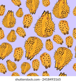 durian abstract fruit seamless pattern. Rainforest durian fruits seamless vector repeat pattern. Suitable for tiles, decoration, textile, wrapping, fabric, print and much more.