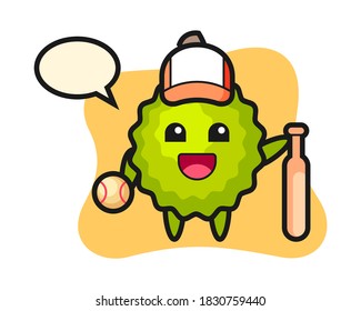 Durian cartoon as a baseball player