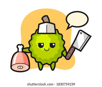 Durian cartoon as a butcher