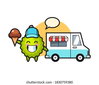 Durian cartoon with ice cream truck