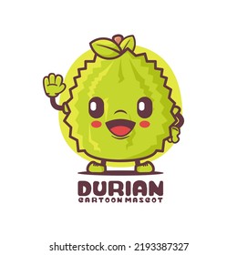 Durian cartoon mascot. fruit vector illustration. isolated on a white background