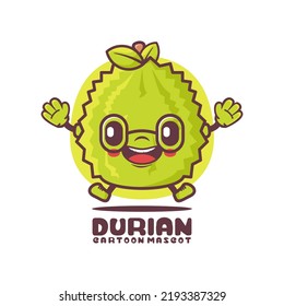 Mascota de dibujos animados de durión. ilustración vectorial de fruto. aislado en un fondo blanco