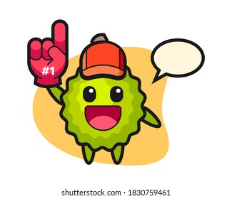 Durian cartoon with number 1 fans glove
