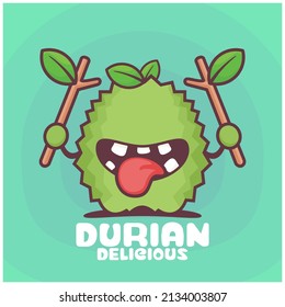 Durian cartoon. vector illustration of fruit. with a funny expression