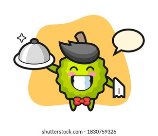 Durian cartoon as a waiters
