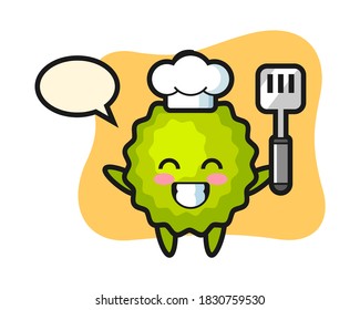 Durian chef cartoon is cooking