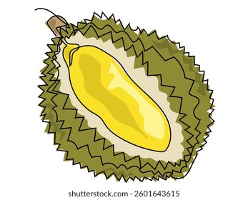 Durian in a continuous line drawing on a white background.