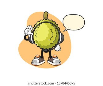 Durian costumer cervices with speech bubble cartoon. Mascot Character vector.