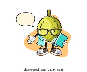 Durian doctor with speech bubble cartoon. Mascot Character vector.