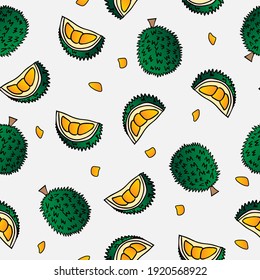 Durian Exotic Fruit Seamless Pattern. Editable vector. For background, textile print, product packaging, wrapping paper and other suitable use.