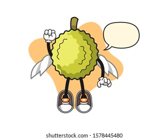 Durian fly with speech bubble cartoon. Mascot Character vector.