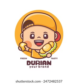 durian fruit cartoon mascot design, for culinary and other businesses, brand logos, stickers, cartoon identities, stickers, icons, etc.