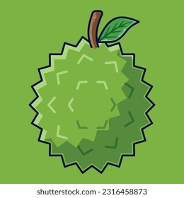 Durian Fruit Cartoon Vector Icon Illustration. Food Fruit Icon Concept Isolated Premium Vector. Flat Cartoon Style Suitable for Web Landing Page, Banner, Sticker, Background