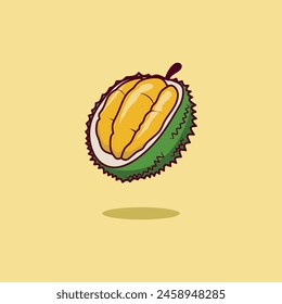 Durian Fruit Cartoon Vector Icon Illustration. Food Nature Icon Concept Isolated Vector.