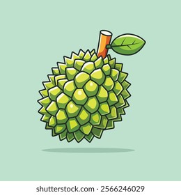 Durian Fruit Cartoon Vector Icon Illustration. Food Nature Icon Concept Isolated Vector.