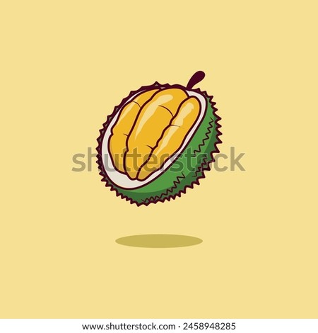 Durian Fruit Cartoon Vector Icon Illustration. Food Nature Icon Concept Isolated Vector.