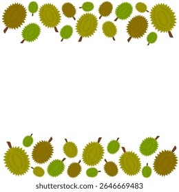 Durian fruit clip art pattern frame. Asian fruit or tropical fruit. Durian vector ilustration with various colour isolated in white background