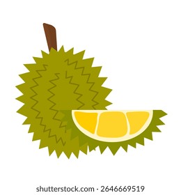 Durian fruit clip art pattern frame. Asian fruit or tropical fruit. Durian slice vector ilustration with various colour isolated in white background
