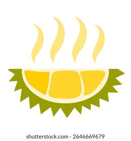 Durian fruit clip art pattern frame. Asian fruit or tropical fruit. Durian slice delicious and smelly vector ilustration with various colour isolated in white background