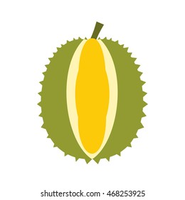 Durian fruit icon in flat style isolated on white background. Plant symbol