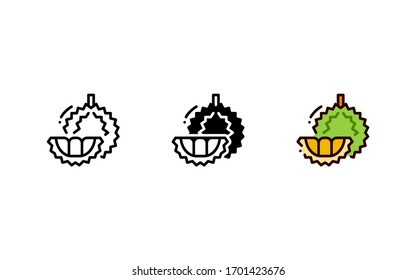 Durian fruit icon. With outline, glyph, and filled outline style