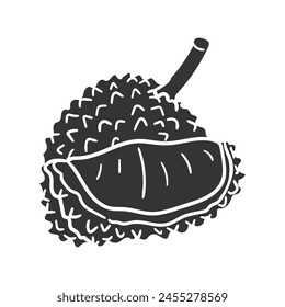 Durian Fruit Icon Silhouette Illustration. Exotic Food Vector Graphic Pictogram Symbol Clip Art. Doodle Sketch Black Sign.