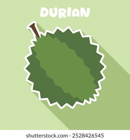 Durian fruit Icon Vector with Colorfull fresh modern design.flat design fruits sticker. suitable for children's learning.