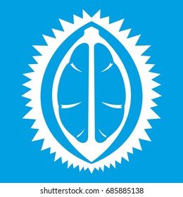 Durian fruit icon white isolated on blue background vector illustration