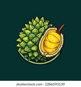 Durian fruit or King of fruit vector, durian simple style