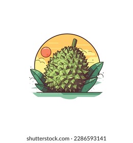 Durian fruit or King of fruit vector, durian simple style