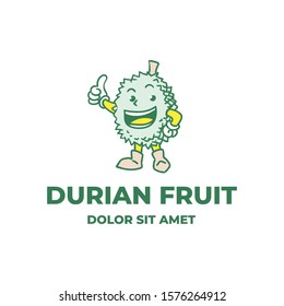 Durian fruit mascot cartoon character logo design template