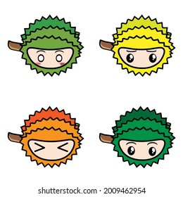 Durian Fruit Mixed Colors Mask with 4 kind of colours which has 4 kind of character expression 